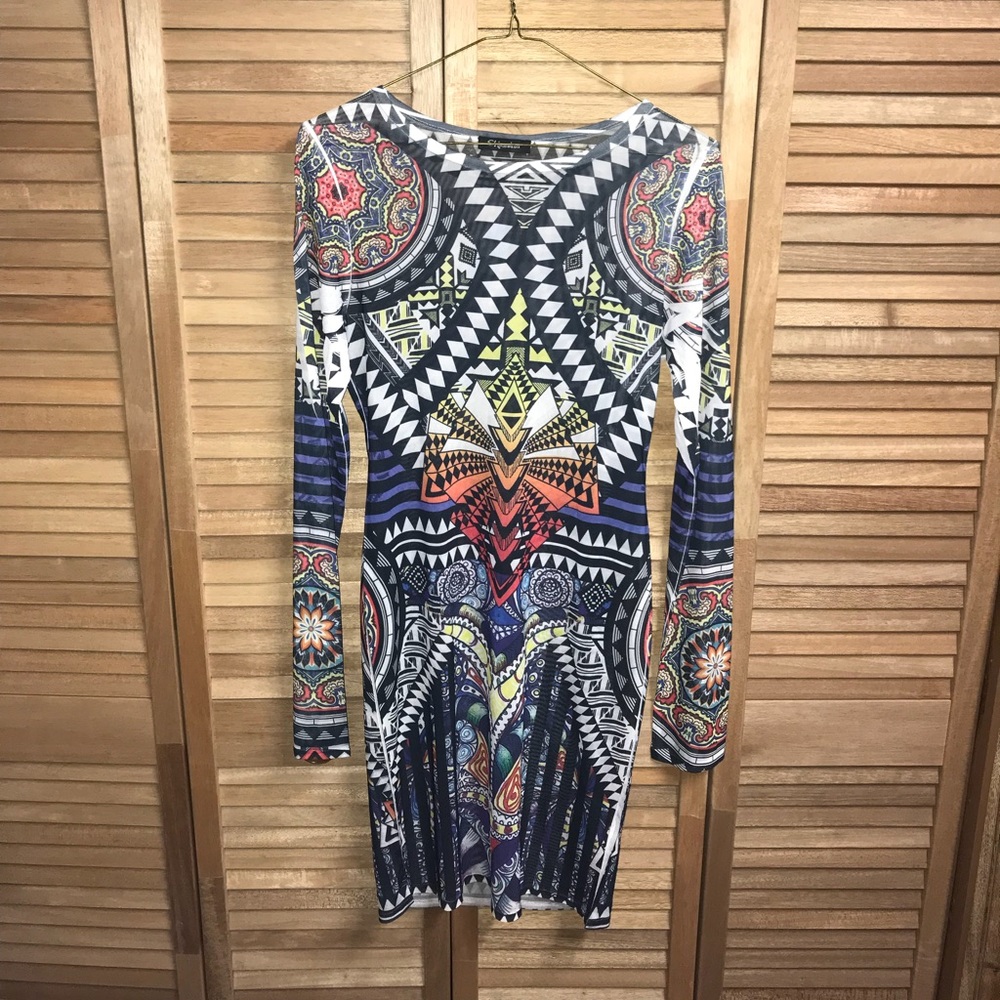 Long sleeve colorful dress